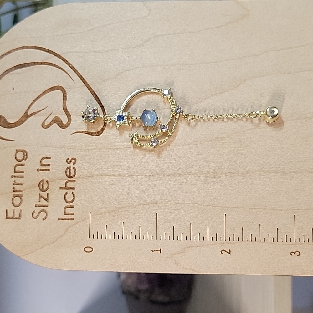 Celestial Embellished Drop Earrings, S925 - Picture 9 of 9